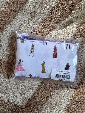 Eras Tour Zip-Up Tote Pouch - Lavender with Multi-Colored Singer Illustrations